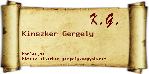 Kinszker Gergely névjegykártya